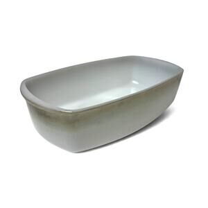 Vintage Federal Milk Glass Heat Proof Loaf Pan Mesa Moss Baker White Ombre Fade